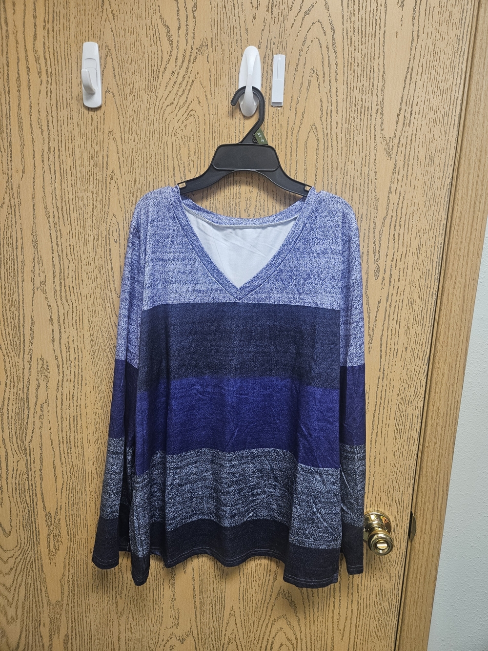 Women's Purple Striped V-Neck Sweater